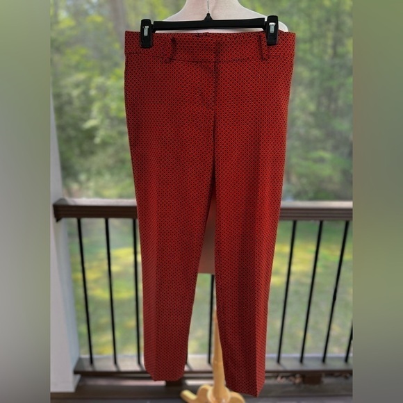 Ann Taylor Cropped Pixie Ankle Pants Women’s Size 2 Geometric Red/Black … - Picture 2 of 10